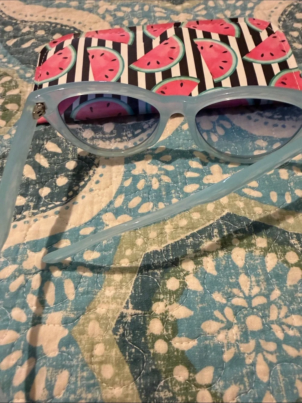Light Blue Cat Eye Sunglasses with Blue Lenses - Women’s Fashion Accessory